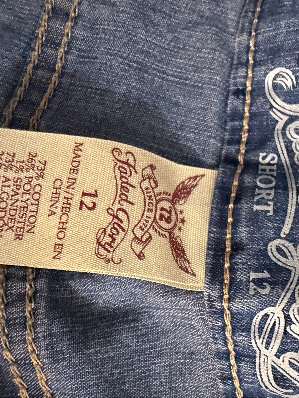 Faded Glory Blue Denim Star-Print Frayed Hem Shorts - Picture 4 of 5